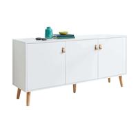 Miroytengo Anzio Aparador de salón con 3 Puertas y Patas de madera de pino 140x68x35 cm Color Blanco mate