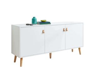 Miroytengo Anzio Aparador de salón con 3 Puertas y Patas de madera de pino 140x68x35 cm Color Blanco mate