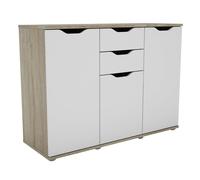 Miroytengo Aparador, Armario de Almacenaje 3 Puertas 2 Cajones Salón Parc Moderno Roble Sonoma y Blanco Mate 108x79x38 cm Light wood - white -