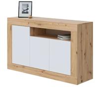 Miroytengo Aparador Baltik con 3 puertas y hueco en color Roble nodi y Blanco Artik Estilo nórdico87x144x42 cm White/ wood - 181.7