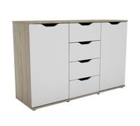 Miroytengo Aparador, Buffet Moderno, Armario Auxiliar 2 Puertas, 4 Cajones Salón Parc Roble Sonoma y Blanco Mate 120x79x38 cm Light wood - white -