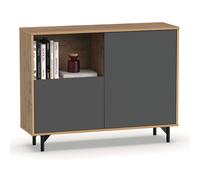 Miroytengo Aparador Salón Comedor Anori Con Patas Color Roble Gold Y Gris 112 cm Light wood - gray -