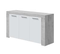 Miroytengo Aparador Salón con 3 Puertas Kao Estilo Industrial Color Blanco y Gris Cemento 144 cm
