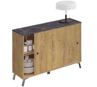 Miroytengo Aparador salón Kamet Color Roble Gold y mármol salón Comedor Estilo Moderno almacenaje 87x120x40cm Black/ wood -