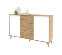 Miroytengo Aparador Salón Oslo, Mueble Almacenaje Comedor, Auxiliar 3 Cajones 2 Puertas Roble Gold y Blanco Mate 140x89x40 cm White - light wood - 261.05