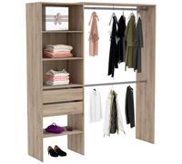 Miroytengo Armario 2 Barras colgadoras Columna con 4 estantes y 2 cajones habitacion Dormitorio vestidor 205x185x44 cm