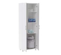 Miroytengo Armario Auxiliar Alto Multiusos Con Ruedas y 2p Color Blanco 72x183 cm White -
