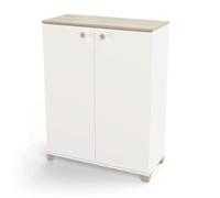 Miroytengo Armario Auxiliar Pequeño Izzy con Puertas Abatibles en Color Blanco mate y Roble Kronoberg 104x80x35 cm