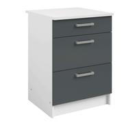 Miroytengo Armario Bajo Cocina 3 Cajones, Módulo Cocina Bajo Blanco y Gris brillante 60x84x60 cm White - gray -