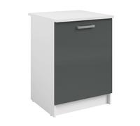 Miroytengo Armario Bajo Cocina, Módulo Inferior Vetro 1 Puerta Gris brillante y Blanco 60x84x60 cm White - gray -