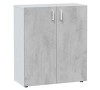 Miroytengo Armario Bajo Multiuso Despensa Cocina con 2 Puertas Color Blanco y Gris Cemento 80x92 cm