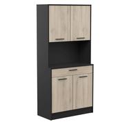 Miroytengo Armario Buffet para Cocina con Puertas Abatibles Napoli Auxiliar en Color Roble y Negro 84x177x40 cm Black/ wood -