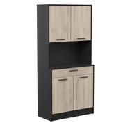 Miroytengo Armario Buffet para Cocina con Puertas Abatibles Napoli Auxiliar en Color Roble y Negro 84x177x40 cm Black/ wood -