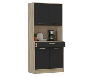 Miroytengo Armario Cocina Dolce 1 Cajón 4 Armarios Color Roble Y Negro Alacena Buffet Estilo Industrial 177x83x40 cm Black/ wood -