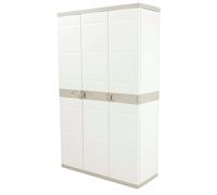 Miroytengo Armario de Jardín 3 Puertas Titanium, Armario de Resina 4 Estantes Regulables Beige 105x176x41 cm