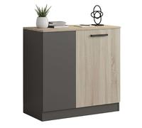 Miroytengo Armario de Oficina Bajo, Armario 2 Puertas, Armario Multifuncional Oficina Nibis Roble Sonoma y Gris Antracita 80x78x40 cm