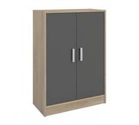 Miroytengo Armario de Oficina Medio Veltis, Armario Archivador 2 cajones, Melamina Roble Japonés y Blanco Mate 79x106x40 cm Gray - light wood