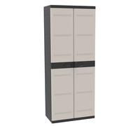 Miroytengo Armario de Resina Escobero Jardín Titanium, Armario Exterior 2 Puertas 4 Estantes Negro 70x176x41 cm Black