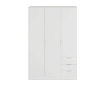 Miroytengo Armario Dormitorio en Color Blanco con 3 Puertas 3 Cajones Estantes y Barra para Colgar 121x52x180 cm