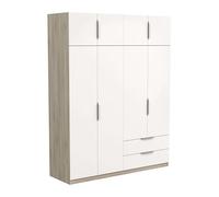 Miroytengo Armario Dormitorio Ghost 8 Puertas y 2 cajones Melamina Color Blanco Mate y Roble Kronberg 158x51 cm