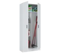 Miroytengo Armario Escobero 2 Puertas Multiusos Blanco, Aspiradora Cocina Despensa Lavanderia Auxiliar 73x182 cm