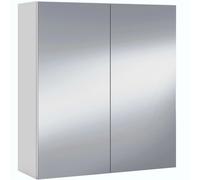ARKITMOBEL Mueble Camerino Dos Puertas para Baño, Modulo con Espejo y Estantes, Acabado en Blanco Brillo, Medidas: 60 cm (Ancho) x 65 cm (Alto) x 21 cm (Fondo)