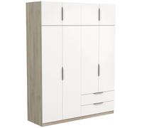 Miroytengo Armario Grande Dormitorio Ghost 8 Puertas y 2 Cajones Blanco Mate o Roble Kronberg o en Blanco y Roble 203x158x51 cm Matte white and kronberg oak