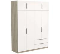 Miroytengo Armario Grande Dormitorio Ghost 8 Puertas y 2 Cajones Blanco Mate o Roble Kronberg o en Blanco y Roble 203x158x51 cm