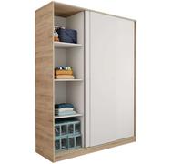 Miroytengo Armario Grande Tibet con 3 Puertas Correderas Roble Cambrian, Blanco Mate o Roble y Blanco 150x200cm