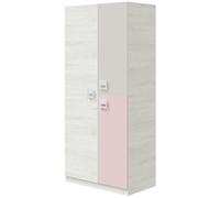 Miroytengo Armario habitación infantil juvenil con tres puertas blanco alpes y rosa pastel 200x90x52 cm Multicolor -