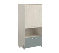 Miroytengo Armario Infantil Ilian Con Cuatro Puertas En Color Roble Topanga Y Verde 183x89x50 Cm