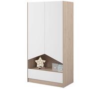 Miroytengo Armario Juvenil Child De 2 Puertas Y Cajón En Color Roble Jackson Y Blanco Mate Dormitorio Moderno White/ wood -