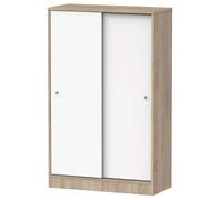Miroytengo Armario Multiusos Bajo 2 Puertas Correderas Roble Cambrian y Blanco 74x33 cm