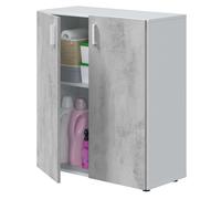 Miroytengo Armario multiusos bajo 2 puertas mueble auxiliar color blanco Artik y gris cemento 92x80x37 cm White/ gray