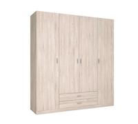 Miroytengo Armario Roma 4 puertas 2 cajones ropero dormitorio habitación color sahara moderno mueble 200x215 cm Light wood 573.85