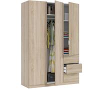 Miroytengo Armario Ropero Grande Dormitorio 3 Puertas y 3 Cajones en Color Roble Canadian 200x135x52 cm
