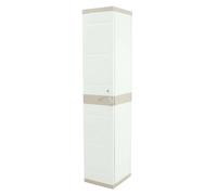Miroytengo Armario Taquilla de Resina Titanium, Armario Alto de Jardín 1 Puerta 2 Baldas Beige 35x176x41 cm Beige