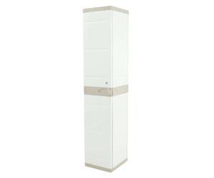 Miroytengo Armario Taquilla de Resina Titanium, Armario Alto de Jardín 1 Puerta 2 Baldas Beige 35x176x41 cm Beige