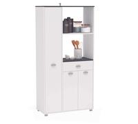 Miroytengo Asfeld Buffet Cocina en color Blanco con 2 armarios y 1 Cajon para ampliar el almacenaje 180x90x40 cm White/gray -
