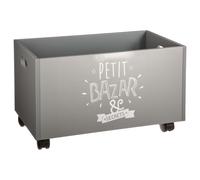 Miroytengo Baúl Bazar Estilo Contenporáneo en Color Gris con Ruedas en Negro 45x29x28 cm Grey -