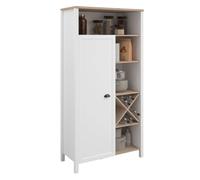 Miroytengo Buffet Alto Cocina con Botellero Coper 1 Puerta 9 estantes Estilo Nórdico Color Blanco y Roble Jackson 95x185 cm White - light wood - 320.85