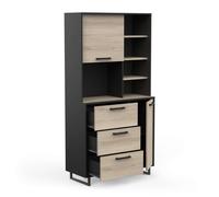 Miroytengo Buffet alto de Cocina Roma Color Roble Kronberg y Negro Mate 180x92x40 cm Black/ wood -