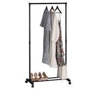 Miroytengo Burro de ropa perchero de Estancia Moderna en color Negro con ruedas y 2 barras para zapatos 75x157x42 cm