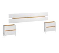 Due-Home Cabecero con 2 mesitas y 4 cajones Modelo Tempus 255x100x34 cm Blanco Artik y Roble Nodi
