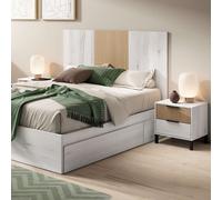Miroytengo Cabecero De Cama con Mesitas Arles Blanco Albo y Roble Rayado 159 cm