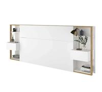 Miroytengo Cabecero Line de Matrimonio con Cajones y Almacenaje con Mesitas Integradas Blanco y Roble (255cm)