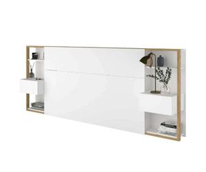 Miroytengo Cabecero Line de Matrimonio con Cajones y Almacenaje con Mesitas Integradas Blanco y Roble (255cm) Blanco/ Madera -
