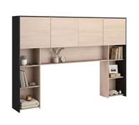 Miroytengo Cabecero Puente para Cama de Dormitorio Danilo 218 cm - Cabezal 4 Puertas, Estantes Abiertos, Roble y Negro