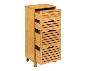Miroytengo Cajonera Auxiliar 4 Cajones Sicela Marrón 40x98x30cm en Bambú, Diseño Moderno y Funcional, Almacenamiento Óptimo, Para Cualquier Estancia