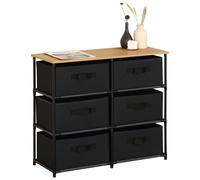 Miroytengo Cajonera de Armario Auxiliar Roda 6 Cajones de Dormitorio Roble Cambrian y Negro 76x68x30 cm Black